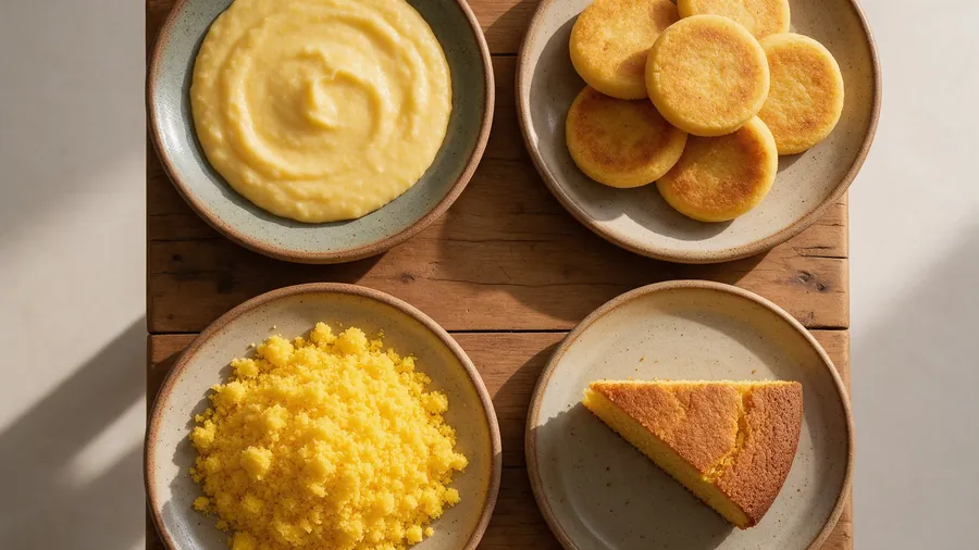 Polenta, arepas e cuscuz